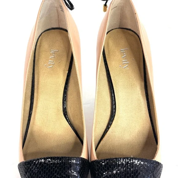 Levity Leather Black & Tan JALONE Pointed Toe Bow Heel 3.5” Pumps Coquette 8M - Picture 8 of 11